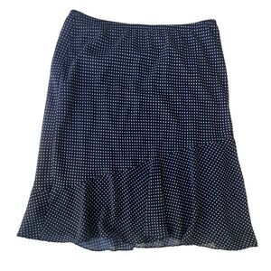 Just in Thyme Women’s Navy Blue White Polka Dot Sheer 100% Polyester Skirt 14